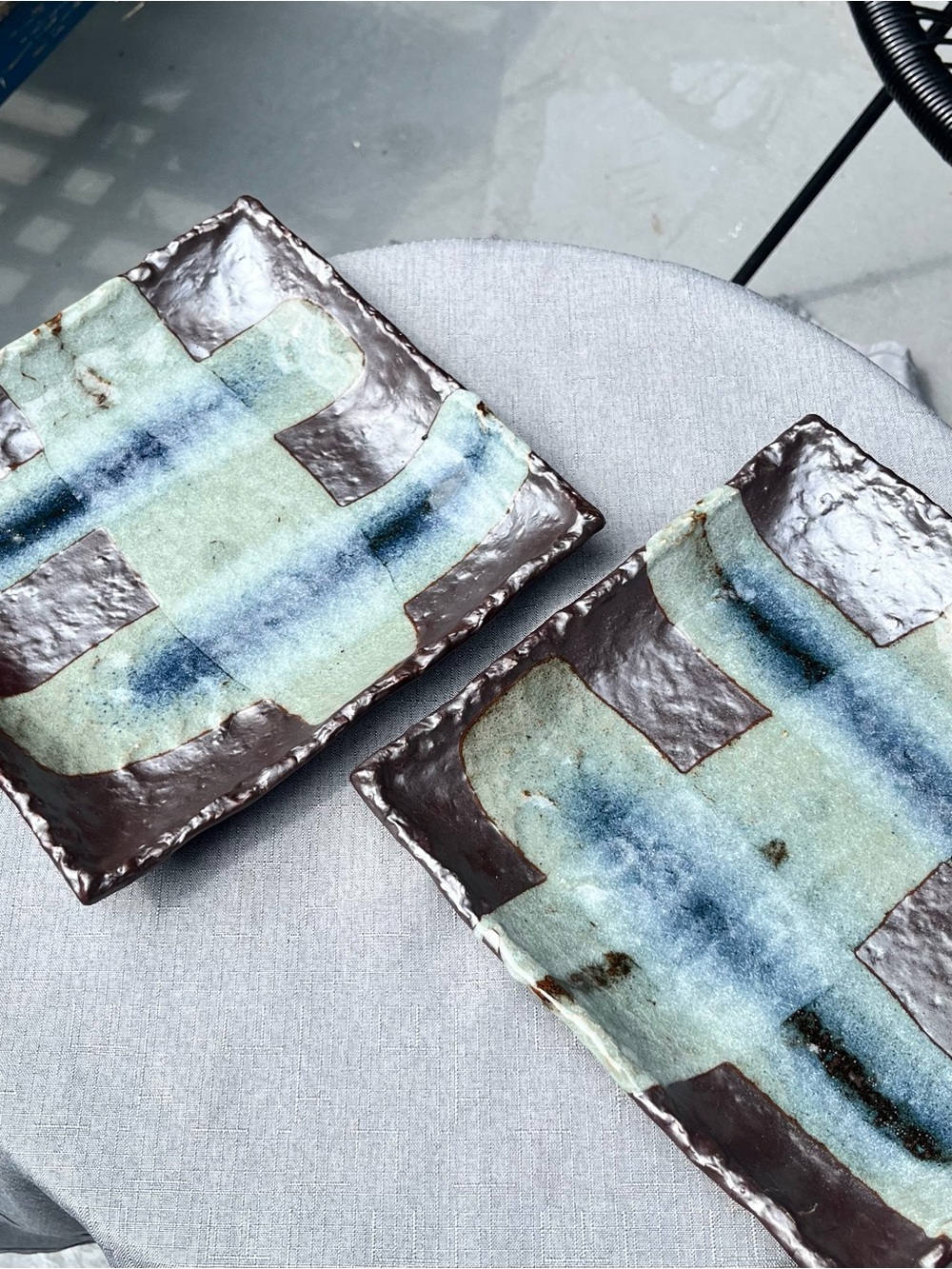 Pair Vintage Japanese-Style Pottery Square Plates – Mashiko Mingei Wabi-Sabi